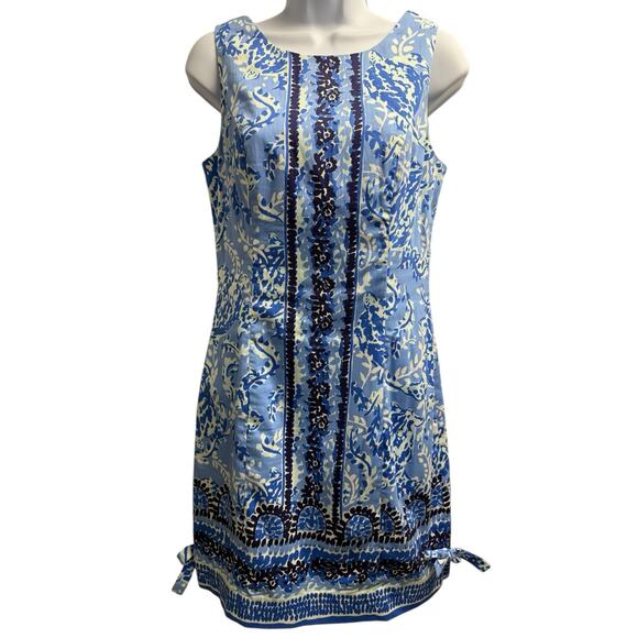 Lilly‎ Pulitzer Mila stretch Blue and White Sheath dress size 2 EUC - Picture 4 of 12